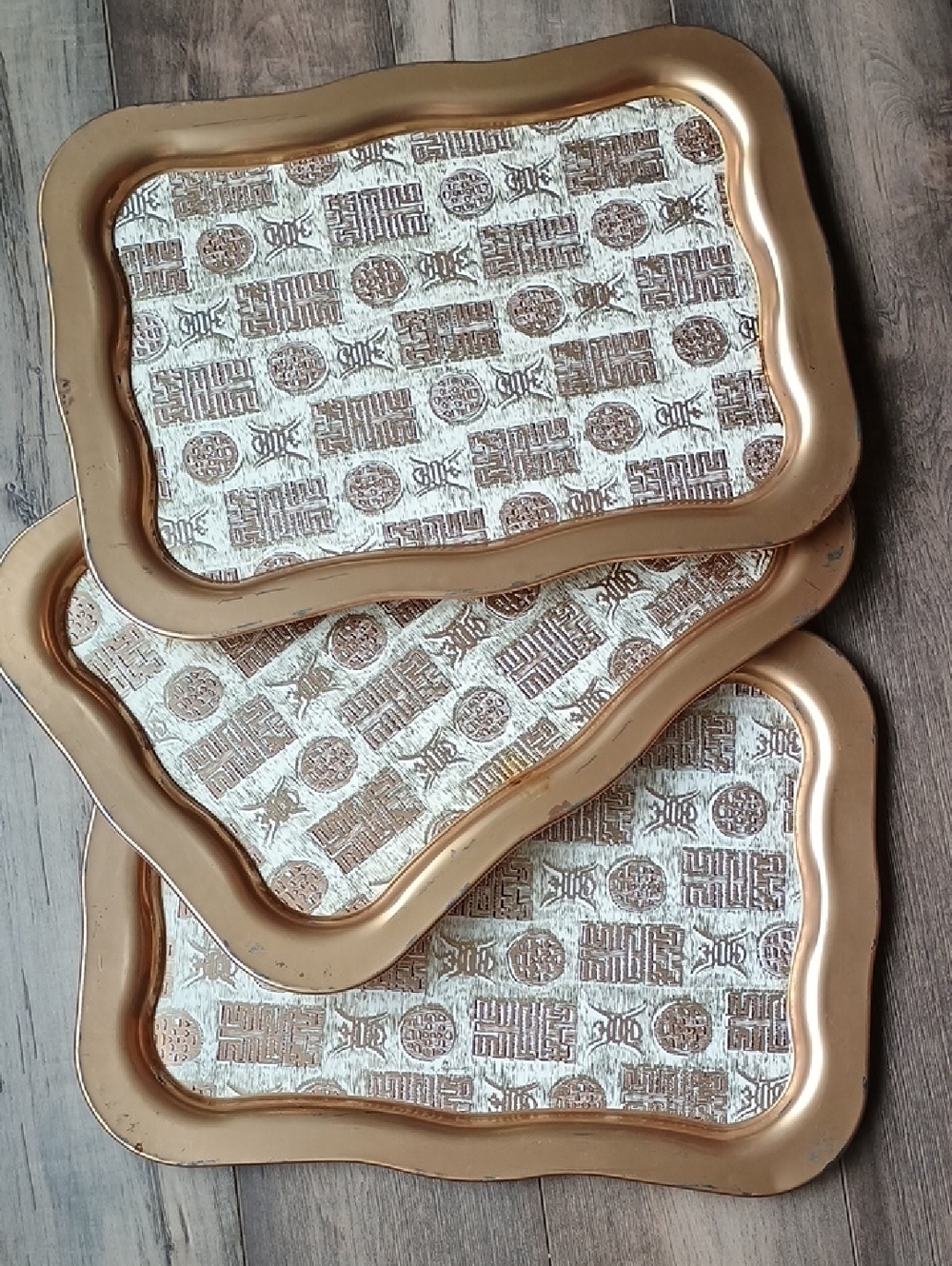 Vintage Gold Decorative Serving Trays - Set of 3 Decor